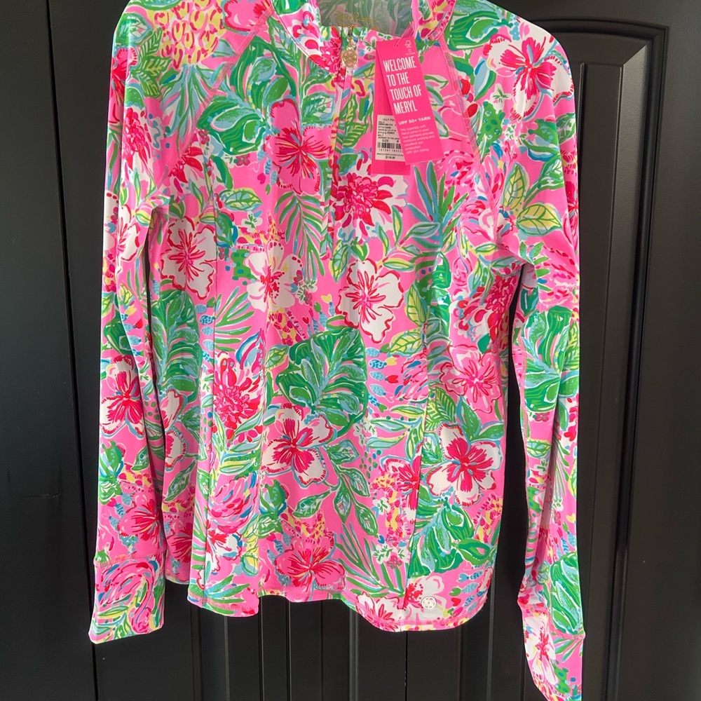 Lilly Pulitzer Marion Half Zip Journey to the Jungle medium NWT, SFH